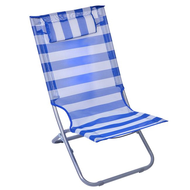 Καρέκλα Παραλίας Μπλε Ριγέ Μαξιλάρι 87x48x73 cm