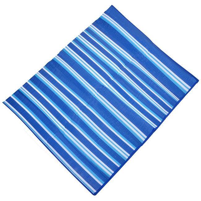 Ψάθα Παραλίας Τσάντα Διπλή Μπλε Λευκό Ριγέ 180x150 cm