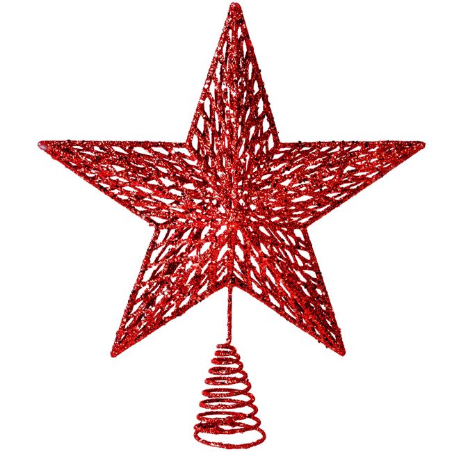 Χριστουγεννιάτικη Κορυφή Δέντρου 3D Κόκκινο Αστέρι Διάτρητο Σχέδιο 33 cm
