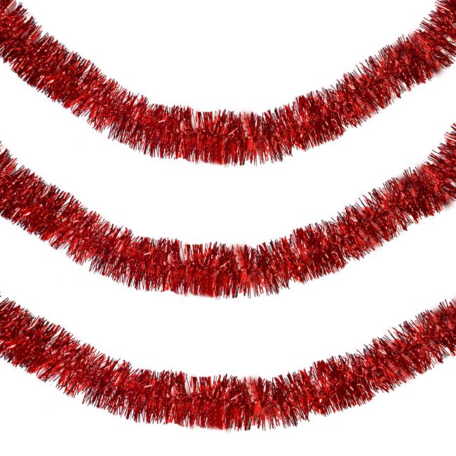 Χριστουγεννιάτικη Τρέσα Κόκκινη Μεταλλιζέ Tinsel 3mx7cm