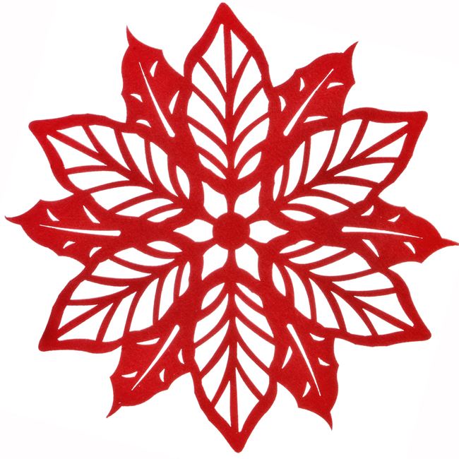 Χριστουγεννιάτικο Σουπλά Τσόχινο Στρογγυλό Κόκκινο Λουλούδι 35cm