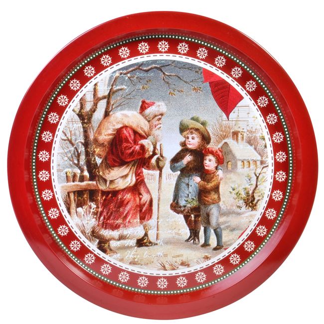 Χριστουγεννιάτικο Διακοσμητικό Μεταλλικό Πιάτο Μητέρα με Παιδάκι 25 cm