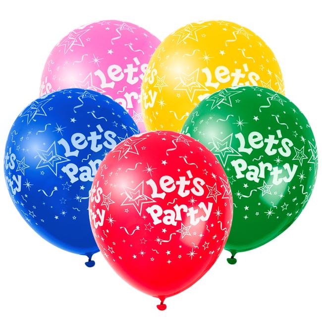 Μπαλόνια Μεγάλα "LET'S PARTY" Διάφορα Χρώματα - 20 τμχ.