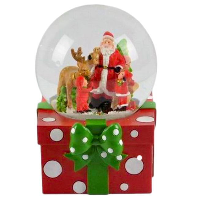 Χριστουγεννιάτικη Διακοσμητική Χιονόμπαλα Άγιος Βασίλης Τάρανδος Δώρο 10cm