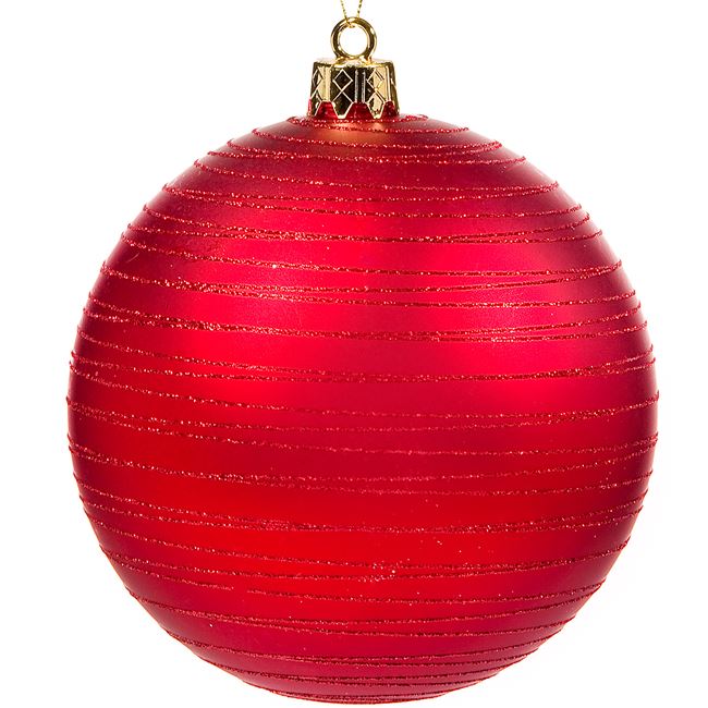Xριστουγεννιάτικο Στολίδι Δέντρου Μπάλα Κόκκινη Ματ Glitter 15 cm