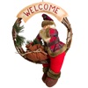 Χριστουγεννιάτικο Διακοσμητικό Ξύλινο Στεφάνι Άγιος Βασίλης Welcome 40cm