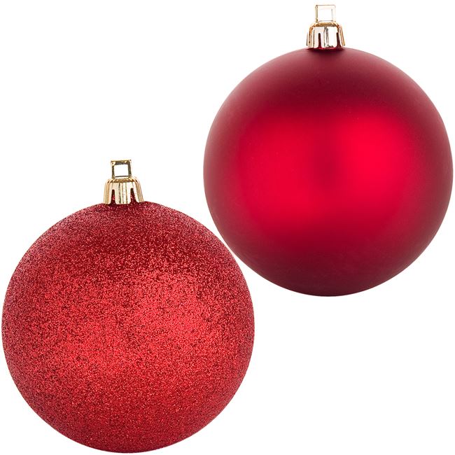Σετ Χριστουγεννιάτικες Μπάλες Κόκκινες Ματ Glitter 8cm - 12 τμχ.