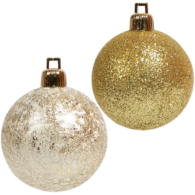 Σετ Χριστουγεννιάτικες Μπάλες Χρυσές Glitter Σαμπανί Κρακελέ 3 cm - 20 τμχ.