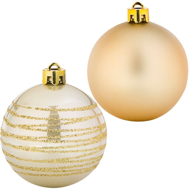 Σετ Χριστουγεννιάτικες Μπάλες Χρυσές Ματ Γυαλιστερές Glitter 6 cm - 12 τμχ.