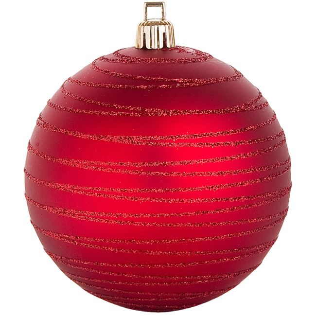 Σετ Χριστουγεννιάτικες Μπάλες Κόκκινες Ριγέ Ματ Glitter 10 cm - 6 τμχ.
