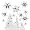 Χριστουγεννιάτικα Αυτοκόλλητα Διακοσμητικά Δέντρα Νιφάδες Ασημί 41x29cm