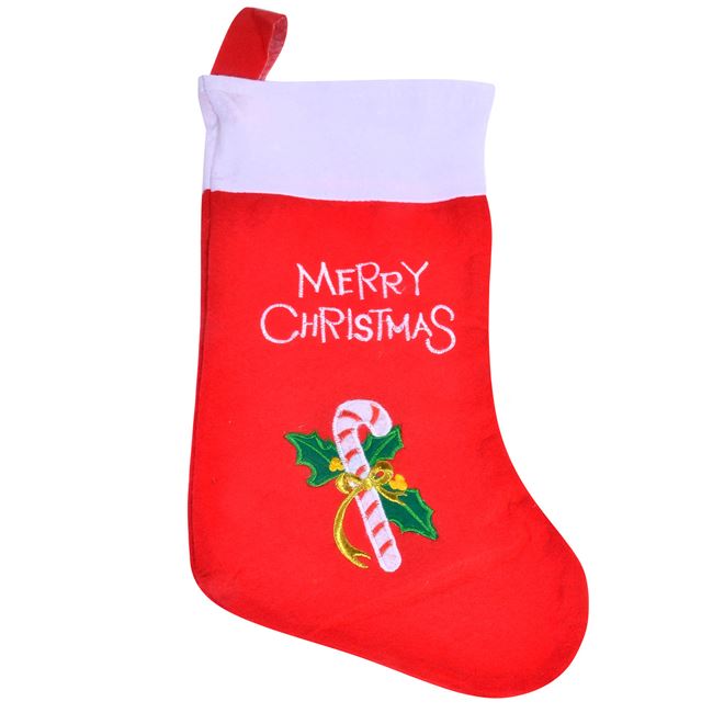 Χριστουγεννιάτικη Διακοσμητική Μπότα Kόκκινη Mπαστούνι Γκι Μerry Christmas 45cm