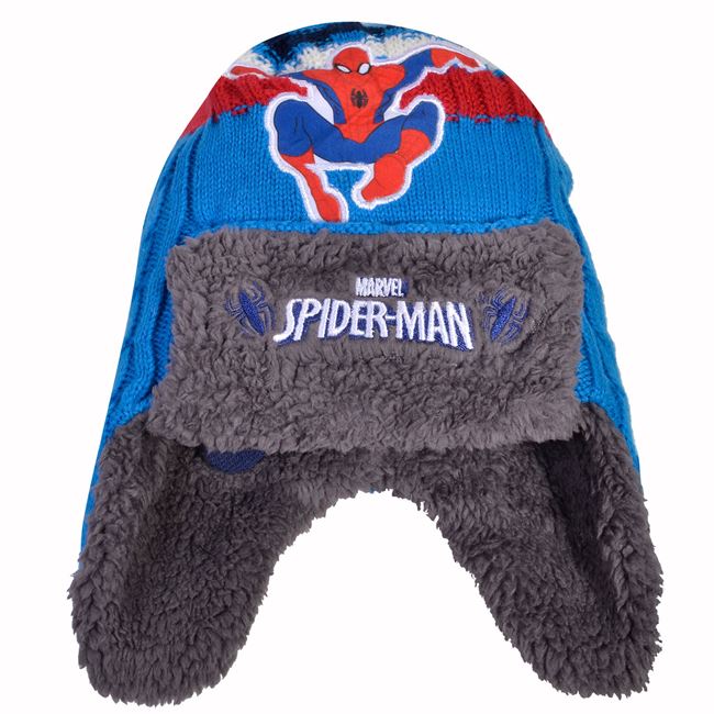 Σκουφί Χειμερινό για Αγόρι Μπλε Ριγε Spiderman Περουβιανό 6-8 Ετών
