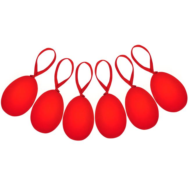 Πασχαλινά Διακοσμητικά Αυγά Κόκκινα Βελουτέ Πλαστικά 6 cm - 6 τμχ.