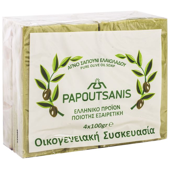 Σαπούνια Πράσινα Ελιάς Παπουτσάνης 100 γρ. - 4 τμχ.