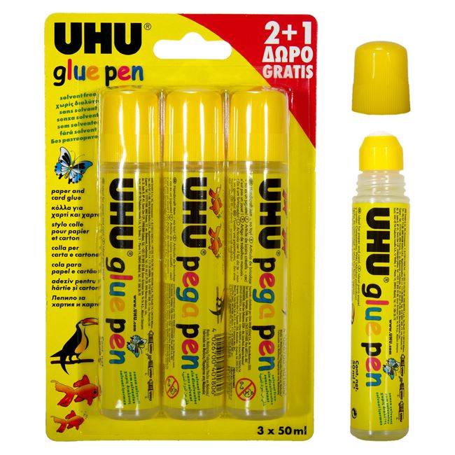 Στυλοκόλλα Διάφανη UHU 50 ml - 3 τμχ.