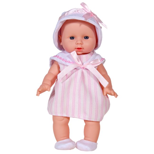 Κούκλα Μωρό με Λευκό Φόρεμα & Καπέλο 30 cm
