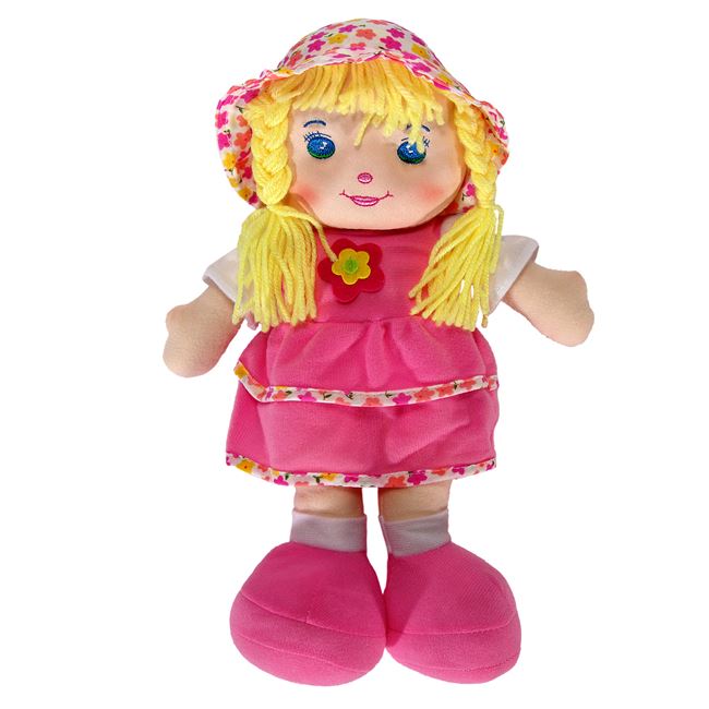 Κούκλα Πάνινη Ροζ Φόρεμα 30 cm