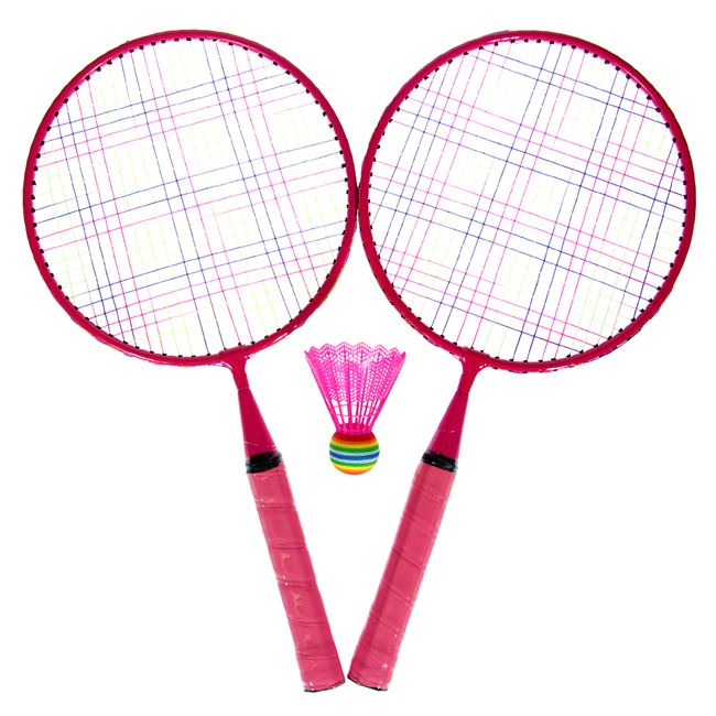 Σετ Ρακέτες Badminton Παιδικές Πλαστικές Ροζ με Μπάλα 46cm - 3 τμχ.