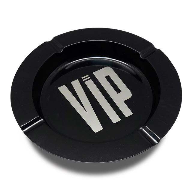 Τασάκι Μεταλλικό Στρογγυλό Μαύρο με Μήνυμα "VIP" 14x2 cm