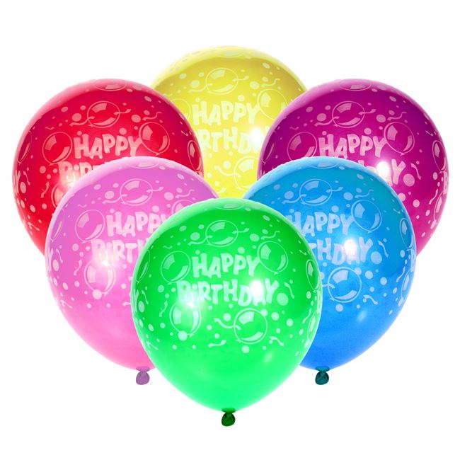 Μπαλόνια Μεγάλα "Happy Birthday" Διάφορα Χρώματα - 15 τμχ.