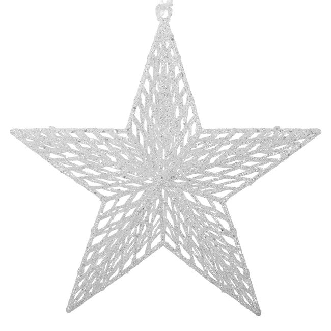 Χριστουγεννιάτικο Στολίδι Δέντρου Αστέρι Διάτρητο Λευκό Ιριδίζον 18 cm