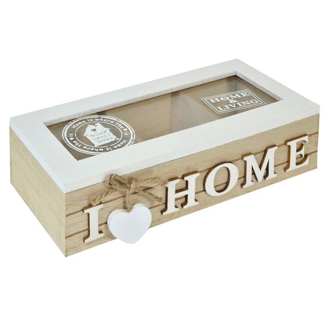 Κουτί Αποθήκευσης Ξύλινο "I Love Home" 24x10x7 cm