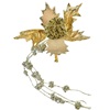 Χριστουγεννιάτικο Λουλούδι Κλιπ Αλεξανδρινό Χρυσό Glitter με Γιρλάντα 22 cm 