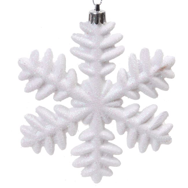 Σετ Χριστουγεννιάτικα Στολίδια Χιονονιφάδες Λευκές Glitter 13 cm - 4 τμχ.