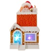 Χριστουγεννιάτικο Μηχανικό Σπίτι Με Άη Βασίλη Στην Καμινάδα 17.5x13x32 cm