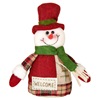 Χριστουγεννιάτικη Διακοσμητική Φιγούρα Χιονάνθρωπος Κόκκινο Καπέλο "Welcome" 26 cm