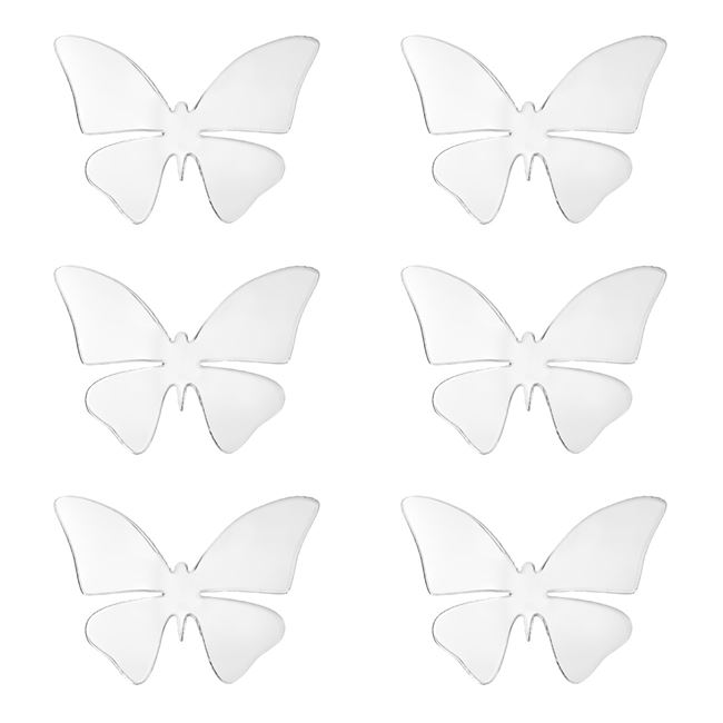 Αυτοκόλλητα Ακρυλικά 3D Πεταλούδες Ασημί – 6 τμχ.