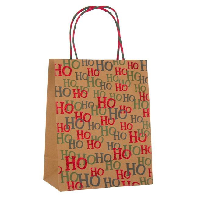 Τσάντα Δώρου Χριστουγεννιάτικη Χάρτινη Κόκκινο Glitter - 23.5x18.5x9.5 cm