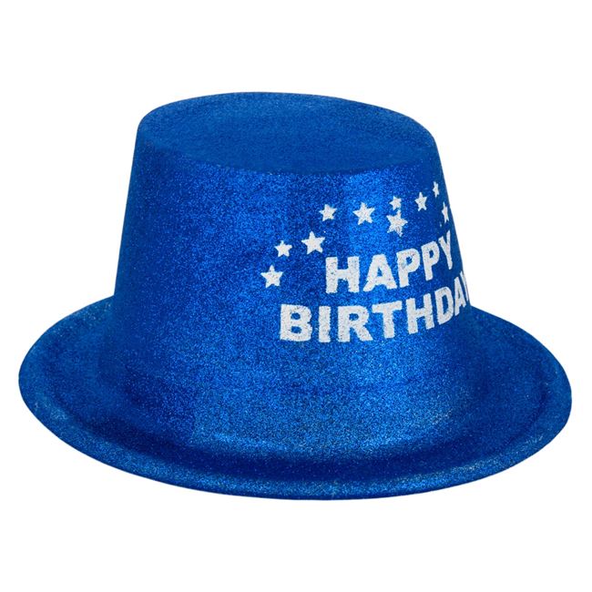 Καπέλο Γενεθλίων PVC Μπλε Glitter 