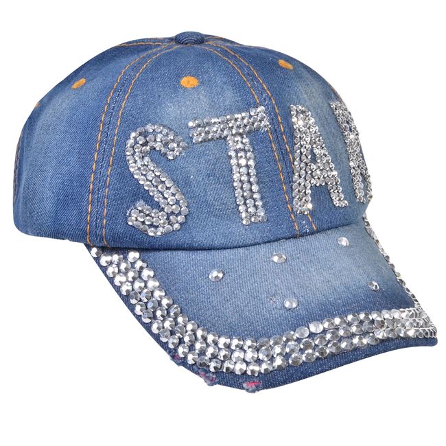 Αποκριάτικο Καπέλο Τζόκεϊ Ενηλίκων Jeans Στρας "STAR"