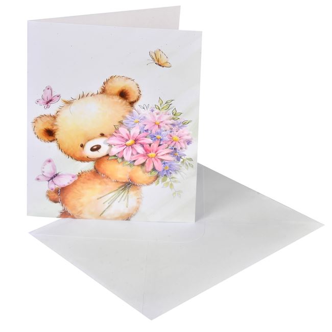 Κάρτα Ευχετήρια Αρκουδάκι 3D με Φάκελο 15x20 cm