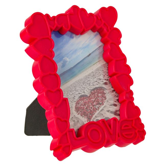 Διακοσμητική Κορνίζα 3D Κόκκινες Καρδιές Love 10x15 cm
