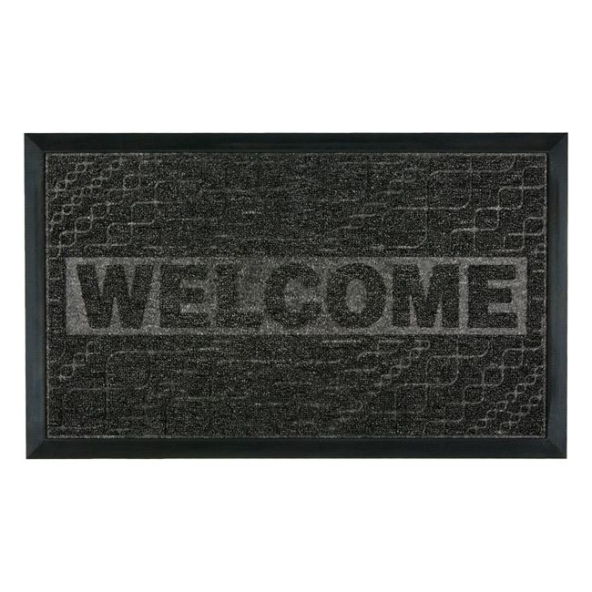 Πατάκι - Χαλάκι Εξώπορτας Μαύρο Ανάγλυφα Σχέδια "Welcome" 75x45 cm