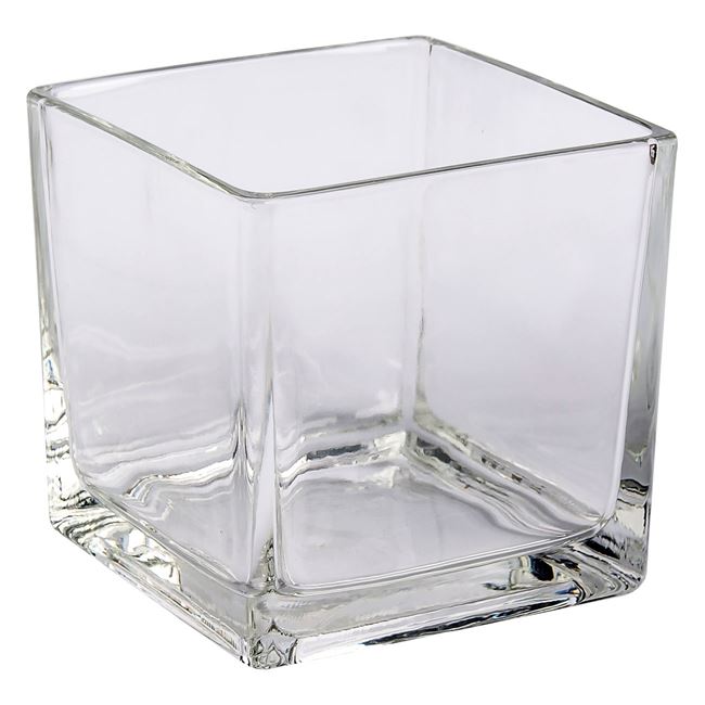Βάζο Διακοσμητικό - Γυάλα Τετράγωνο Διάφανο 12x12x12 cm