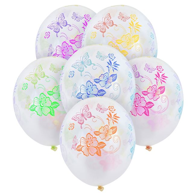 Μπαλόνια Διάφανα Χρωματιστές Πεταλούδες 30 εκ. - 15 τμχ.