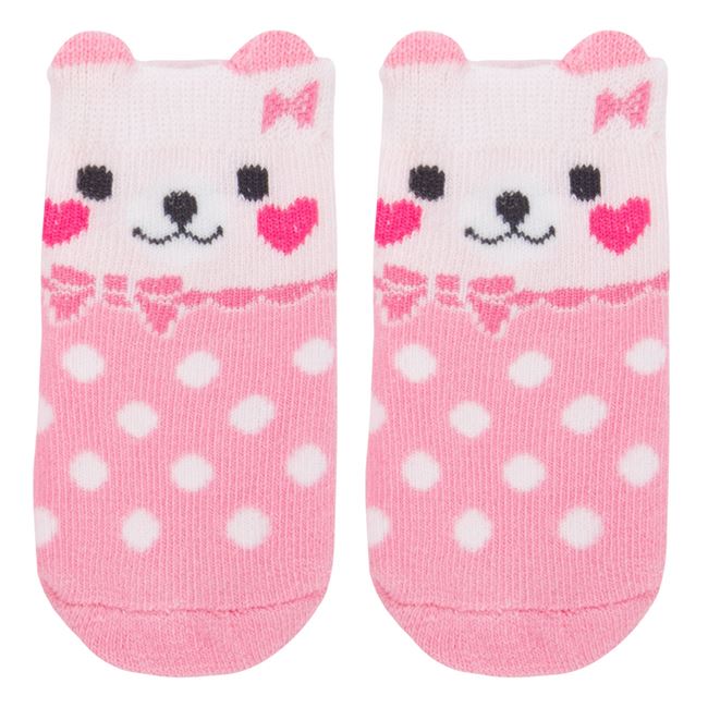 Βρεφικές Κάλτσες Ροζ Λευκό Πουά Ζωάκι 0-6 μηνών