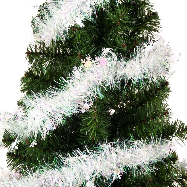 Χριστουγεννιάτικη Τρέσα Λευκή Ιριδίζουσα Νιφάδες Tinsel 3 m x 10 cm