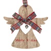 Χριστουγεννιάτικο Στολίδι Δέντρου Ξύλινο Αγγελάκι Κουδουνάκι Καρό Κορδέλα 11 cm