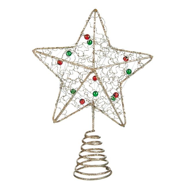 Χριστουγεννιάτικη Κορυφή Δέντρου Σαμπανί Αστέρι Διάτρητο Σχέδιο Μπίλιες 18 cm