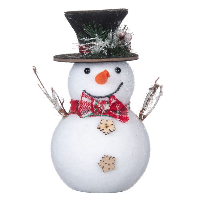 Χριστουγεννιάτικη Διακοσμητική Φιγούρα Αφρώδης Χιονάνθρωπος Μαύρο Καπέλο 21 cm
