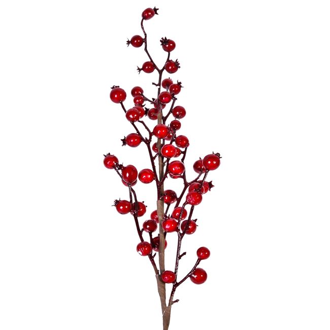 Χριστουγεννιάτικο Διακοσμητικό Κλαδί Ρόδια Κόκκινα 78 cm