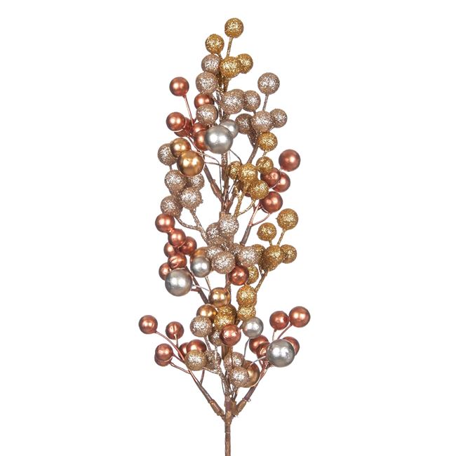 Χριστουγεννιάτικο Κλαδί Σαμπανί Μπρονζέ Χρυσά Berries 49 εκ.