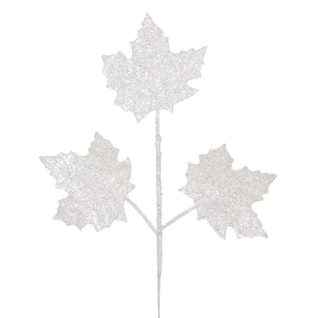 Χριστουγεννιάτικο Διακοσμητικό Κλαδί Πλατάνι Λευκό Glitter 51 cm