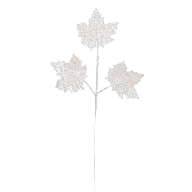 Χριστουγεννιάτικο Διακοσμητικό Κλαδί Πλατάνι Λευκό Glitter 51 cm