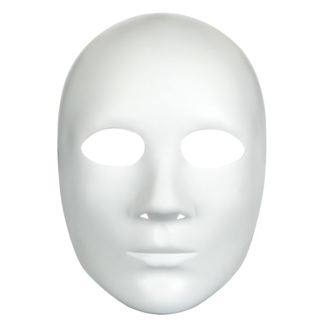 Αποκριάτικη Μάσκα Λευκή Full Face Χωρίς Έκφραση